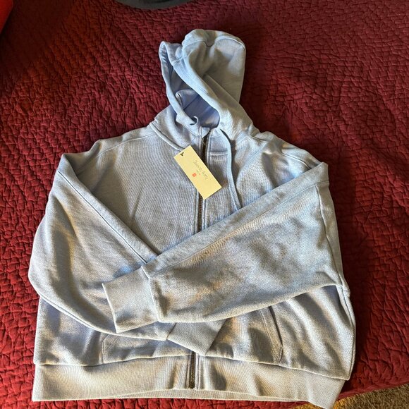 NWT Sweaty Betty Essentials Zip Through Hoody XL Coast Blue - Picture 3 of 4